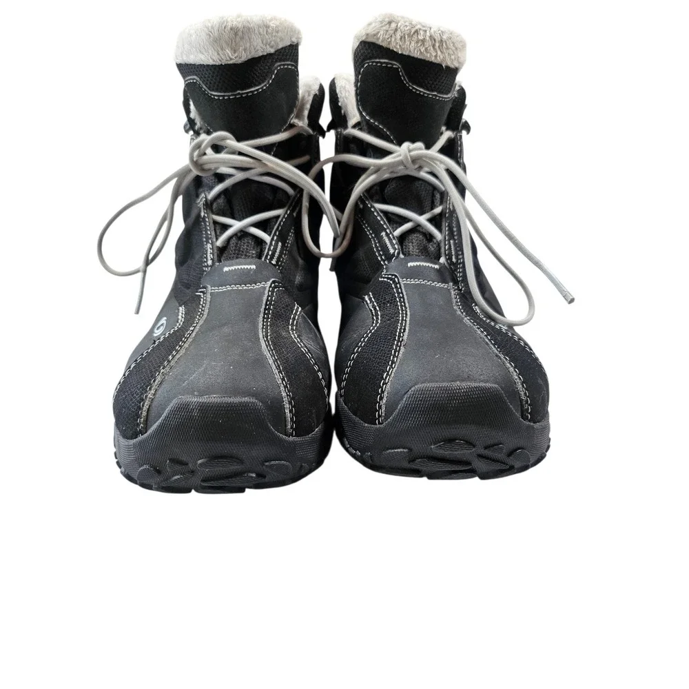 Salomon Waterproof Thinsulate Winter Snow Boots Black Faux Fur Lined Womens 9.5